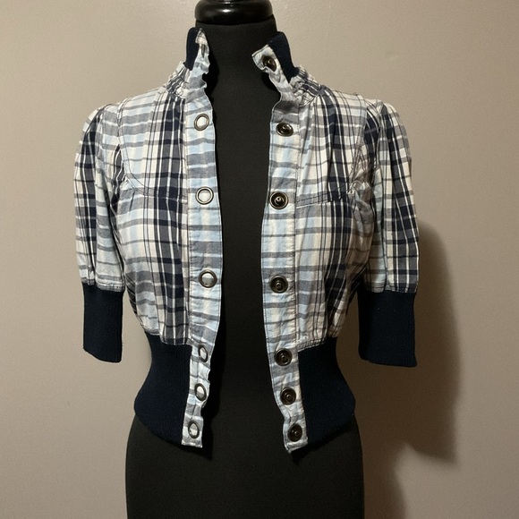 Plaid Button-Up Women's Top - Picture 1 of 3